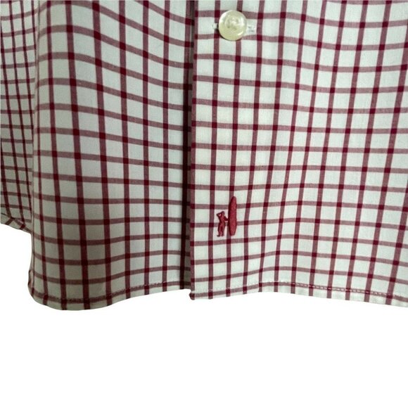 Johnnie-O- Red White Windowpane Plaid Size M Button Up Shirt - Picture 2 of 9